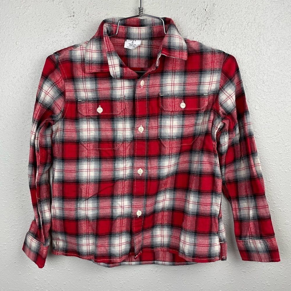 GAP Kids Red Plaid Button Down Shirt Size 8 EUC